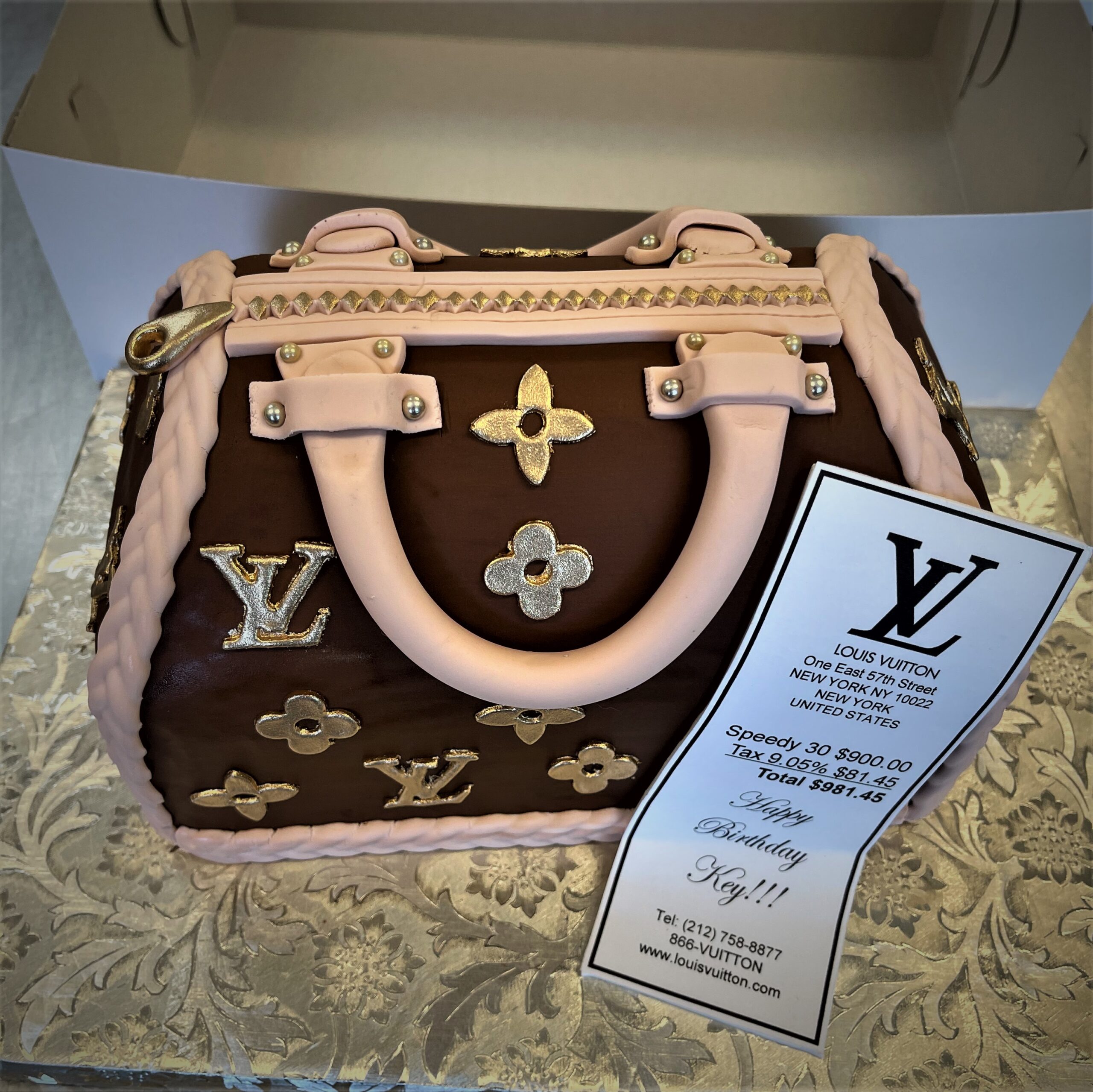 Made this LV print cake for a dad to be! How cool is this concept!  Absolutely loved creating this unique design ❤️ #sugarprint…